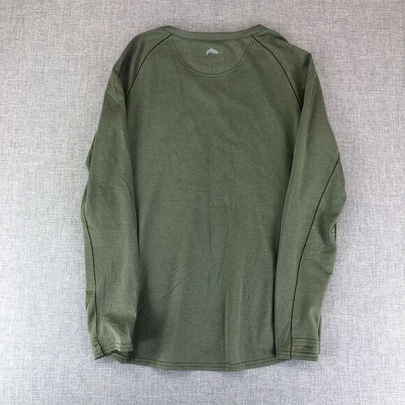 Simms Shirt Long Sleeve V‎ Neck Women's Small Green Mini Stripe Performance Fish - Picture 7 of 12